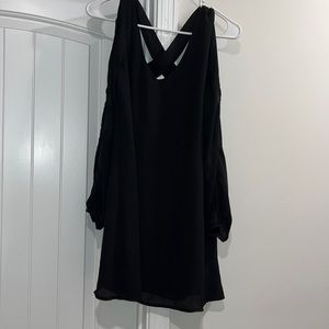 Adorable black baby doll dress satin cut out sleeves